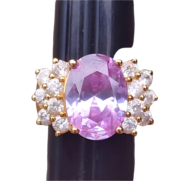 sterling silver Jewelry - Sterling silver gold vermili ring with pinkish purple stone and czs size…